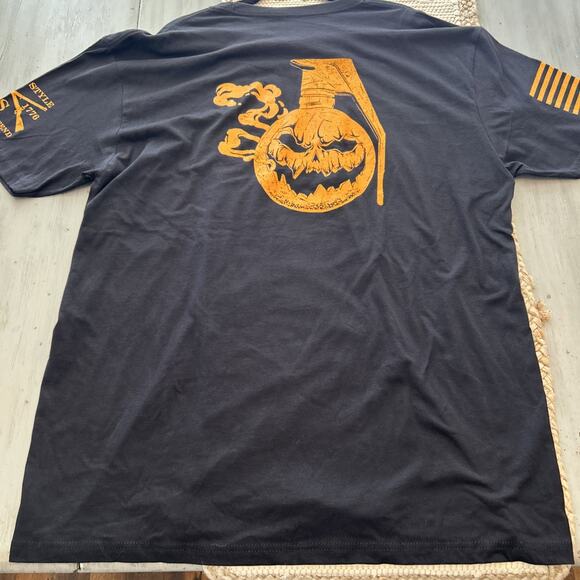 Grunt Style Black Orange Jack O Lantern Pumpkin Hand Grenade T Shirt Men’s XXL - Picture 1 of 9